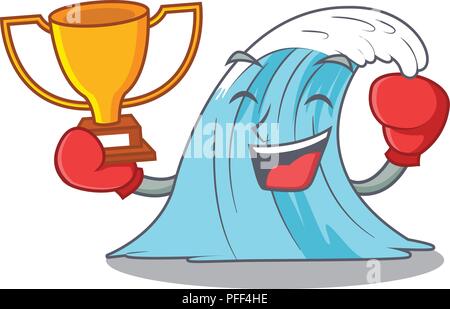 Splash Wave surf gagnant boxe cartoon Illustration de Vecteur