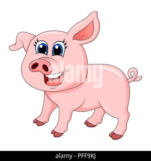 Pig cartoon character design vecteur isolé sur fond blanc Illustration de Vecteur