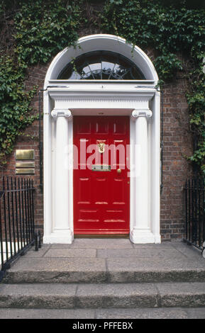 L'Irlande, Dublin, Fitzwilliam Square, géorgienne porte entouré de lierre, close-up Banque D'Images