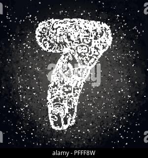 Numéro sept. Hand drawn doodled kids nombre. Mignon monstred les nombres, les symboles mathématiques. Illustration vectorielle pour le web, le design, la décoration, l'éducation, l'imprime Illustration de Vecteur