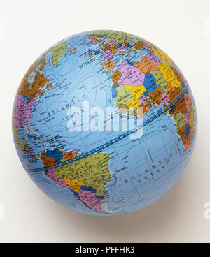 Globe du monde, montrant l'océan Atlantique, l'Amérique du Sud, Europe, Afrique et une partie de l'Amérique du Nord Banque D'Images