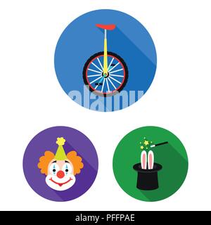 Circus et attributs télévision icônes de collection set pour la conception. L'art du cirque symbole vecteur illustration de stock. Illustration de Vecteur