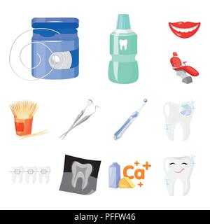 Les soins dentaires en icônes cartoon collection set pour la conception. Soin des dents symbole vecteur illustration de stock. Illustration de Vecteur