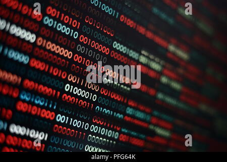 Le droit des données. données binaires. arrière-plan l'accent sur le livre blanc des données complètes au milieu corrompu erreur rouge et bleu de bits binaires. information problème codding Banque D'Images