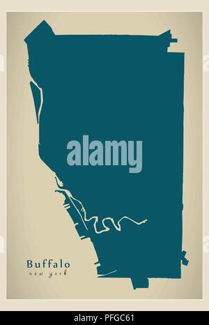 Plan de la ville moderne - Buffalo New York City de l'USA Illustration de Vecteur