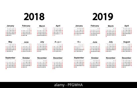 Grande nouvelle calendrier mural 2019. Vector illustration Illustration de Vecteur