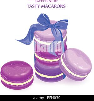 Vecteur de goût lavande macarons délicieux dessert français. Illustration de Vecteur