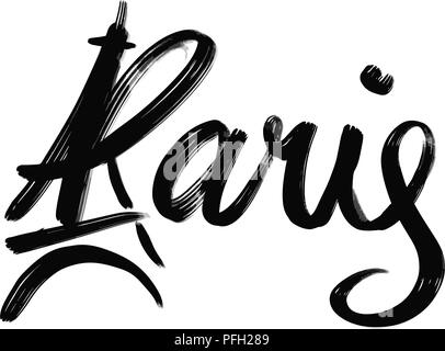 Paris. lettrage design typographique dessiné à la main pour les cartes de vœux et de tout genre de publicité. Illustration de Vecteur