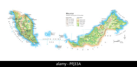 Carte de la Malaisie Banque D'Images