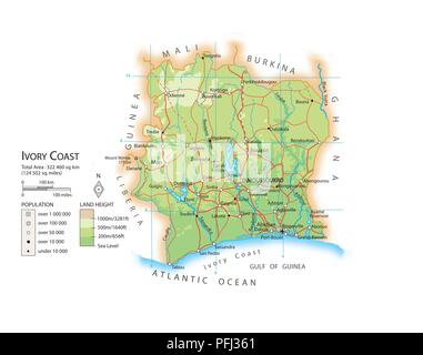 La carte de la Côte d'Ivoire Banque D'Images