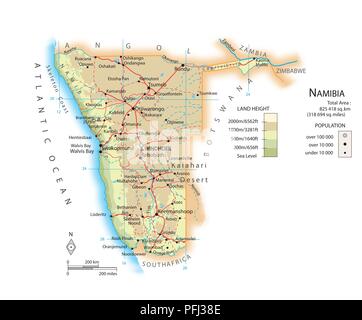 Carte de la Namibie Banque D'Images