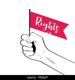 Poing serré soulevé en l'air tenant un homme bannières Illustration de Vecteur
