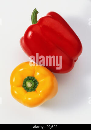 Poivrons rouges et jaunes, Close up. Banque D'Images