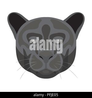 L'icône de Black Panther en design monochrome isolé sur fond blanc. Animaux réalistes stock symbol vector illustration. Illustration de Vecteur