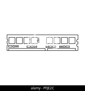 Icône style du contour en RAM isolé sur fond blanc. Illustration vecteur symbole de l'ordinateur personnel. Illustration de Vecteur