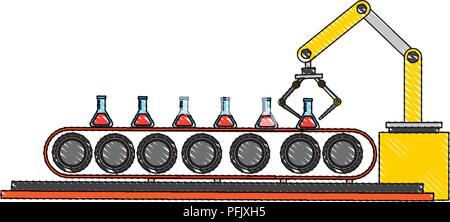 Bras robotique industrielle analyse chimique de laboratoire tube couleur dessin Illustration de Vecteur