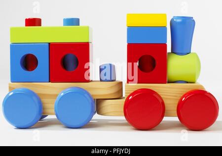 Petit train en bois, side view Banque D'Images
