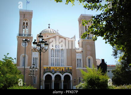 Christian principale cathédrale orthodoxe Métropolitaine de l'ensemble de la Grèce à Athènes Banque D'Images