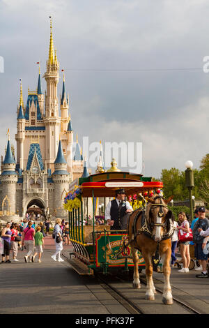 Château de Cendrillon au Magic Kingdom, le Parc à Thème Walt Disney World, Orlando, Floride. Banque D'Images