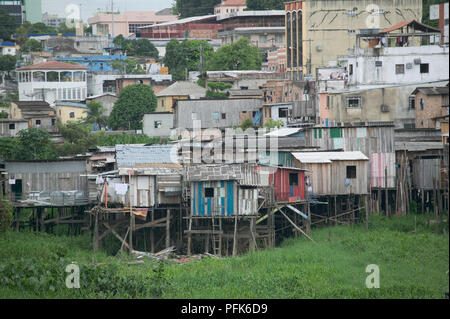 Le Brésil, l'état d'Amazonas, Manaus, maisons sur pilotis dans la favela settlement Banque D'Images