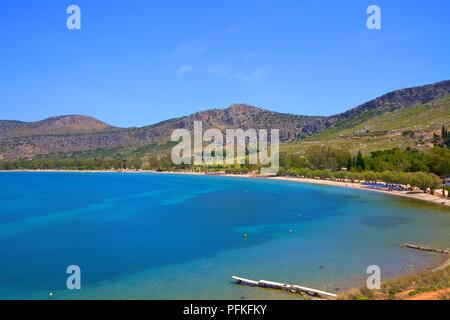 La plage de Karathona, Nauplie, l'Argolide, le Péloponnèse, Grèce, sud de l'Europe Banque D'Images