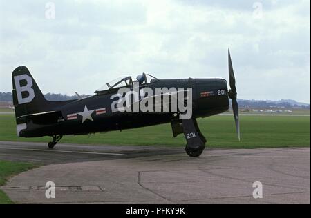 Grumman F8F Bearcat, avec un pilote assis dans le cockpit Banque D'Images