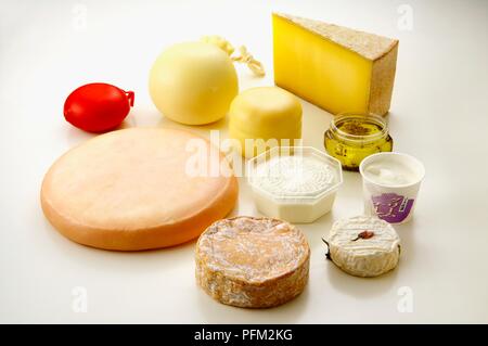 Sélection de fromages fabriqués au Japon, y compris l'Kachokabaro, Robiola, Sakura, provolone, Petit Nuage, Serendipity, Yama No Banque D'Images