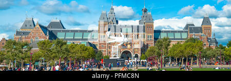 Vue panoramique du Rijksmuseum à Amsterdam, Holland Banque D'Images