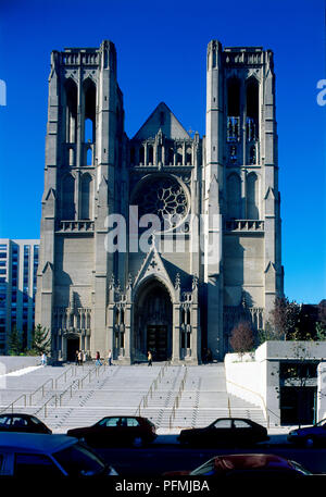 États-unis, Californie, San Francisco, façade de la cathédrale Grace, vue de face, vue de face Banque D'Images
