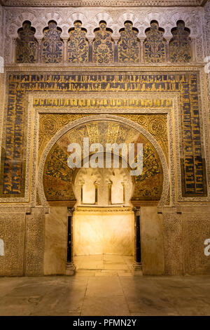 Mihrab, niche de prière islamique, Cathédrale, mosquée, Cordoue, Andalousie, Espagne Banque D'Images