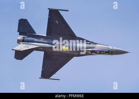 Lockheed Martin F-16 Fighting Falcon avion de chasse à réaction au salon aéronautique international de Farnborough, du 480e escadron de chasse de Spangdahlem, en Allemagne Banque D'Images
