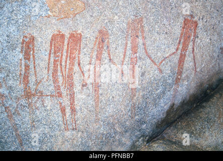 Inanke rock paintings photographié dans une grotte dans le Matobo National Park, Zimbabwe. Le 1er avril 1998. Banque D'Images