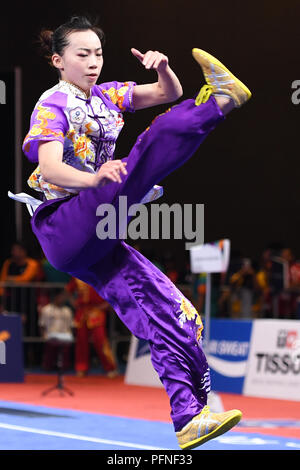 Jakarta, Indonésie. Août 22, 2018. Chihhsuan Yu du Taipei chinois fait concurrence au cours de Women's final Changquan lors des 18e Jeux asiatiques à Jakarta, Indonésie, le 22 août, 2018. Credit : Cheong Kam Ka/Xinhua/Alamy Live News Banque D'Images