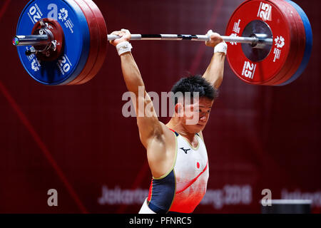 Jakarta, Indonésie. Août 22, 2018. Konnai Mitsunori (JPN) Haltérophilie : Men's 69kg Grand City Convention & Exhibition Centre à Centre Hall A, au cours de la 2018 Jeux Asiatiques Palembang Jakarta à Jakarta, Indonésie . Credit : Naoki Morita/AFLO SPORT/Alamy Live News Banque D'Images