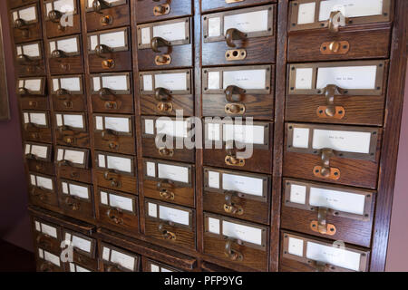 Carte de bibliothèque catalogue des fichiers. Banque D'Images