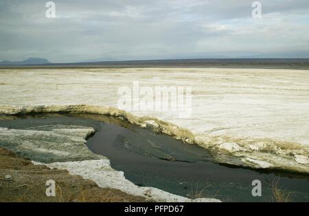Kenya, vallée du Rift, Magadi, salt pan sur le lac Magadi Banque D'Images