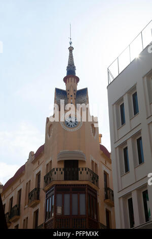 Casa Bartomeu Carbonell dans le centre-ville historique de Sitges en Espagne Banque D'Images