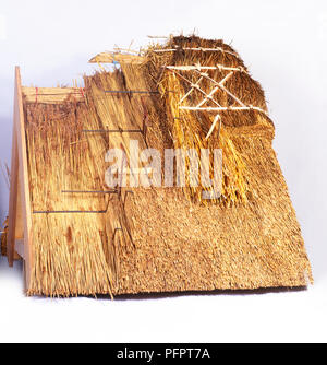 La construction d'un toit de chaume, modèle Banque D'Images