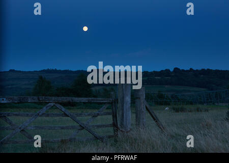 Vue de l'hémisphère nord de la pleine lune au périgée, point le plus proche de la Terre dans son orbite, Sussex, Royaume-Uni, août 2014 Banque D'Images