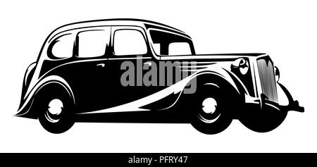 Old vintage car isolé sur fond blanc Illustration de Vecteur