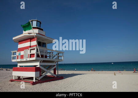 USA, Floride, Miami city, South Pointe Park, lifeguard station Banque D'Images