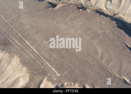 Photo aérienne de l'Hummingbird, lignes de Nazca, Pérou Banque D'Images