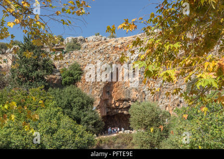 Vestiges du temple de Pan, Césarée de Philippe, Israël, Moyen Orient Banque D'Images