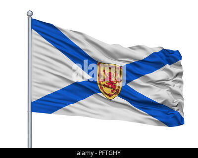 Nova Scotia Ville drapeau sur mât, Canada, isolé sur fond blanc Banque D'Images