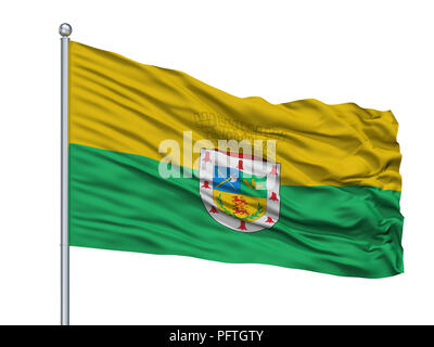 La ville de Victoria drapeau sur mât, du Chili, de l'isolé sur fond blanc Banque D'Images