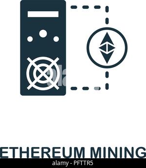 L'icône de l'industrie minière Ethereum. Design style monochrome de crypto collection numismatique. L'ASSURANCE-CHÔMAGE. Pictogramme ethereum pixel simple parfait icône minière. Web design, ap Illustration de Vecteur