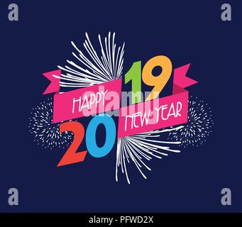 Vector illustration d'artifice. Bonne année 2019 Contexte Illustration de Vecteur