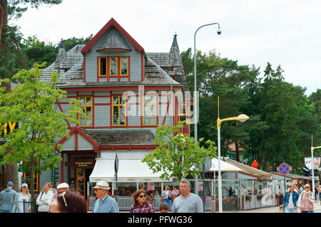 Bel immeuble de la rue, rue Basanavicius à Palanga, 24 juin 2018, Lithuani Banque D'Images