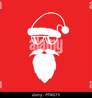 Santa Claus hipster avec lunettes cool red background Vector EPS illustartion10 Illustration de Vecteur