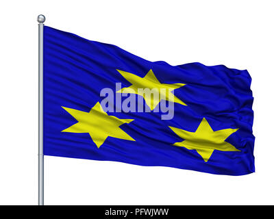 Drochia Ville drapeau sur mât, Moldova, isolé sur fond blanc Banque D'Images
